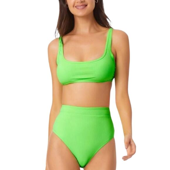 California Waves Juniors' Bralette Bikini Top in Neon Green NWT Size M - Picture 1 of 4